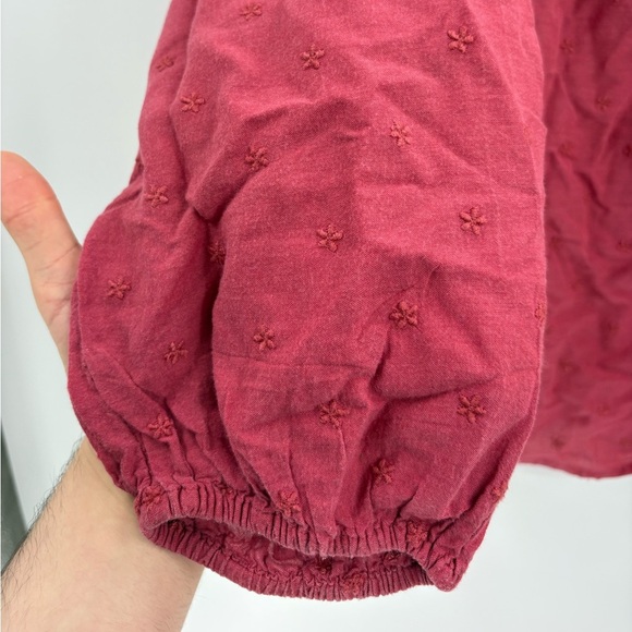 Old navy red oversized embroidered button front blouse long sleeve size large - Picture 8 of 14